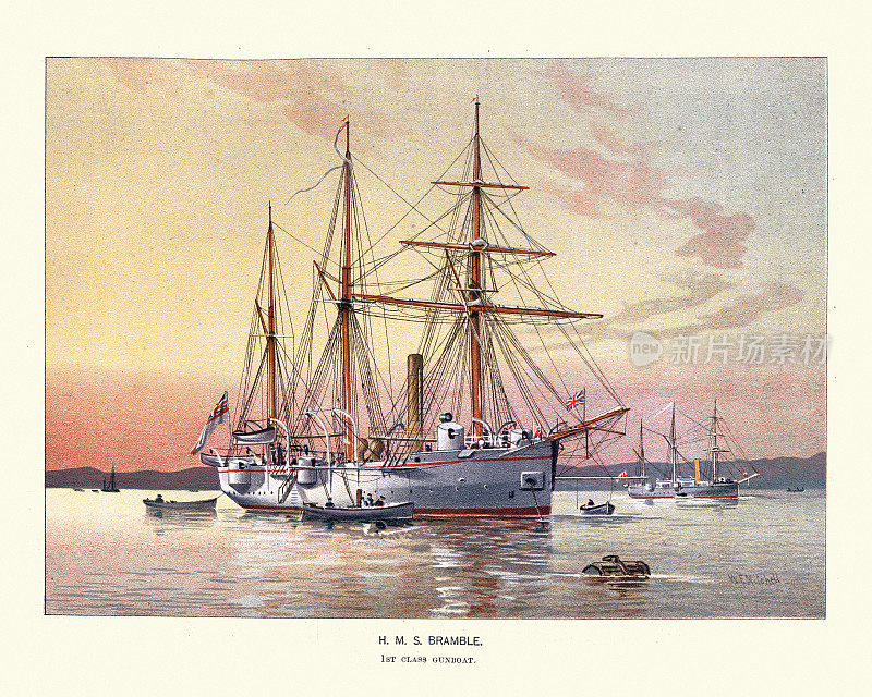 英国皇家海军炮艇HMS Bramble，维多利亚时代战舰，19世纪